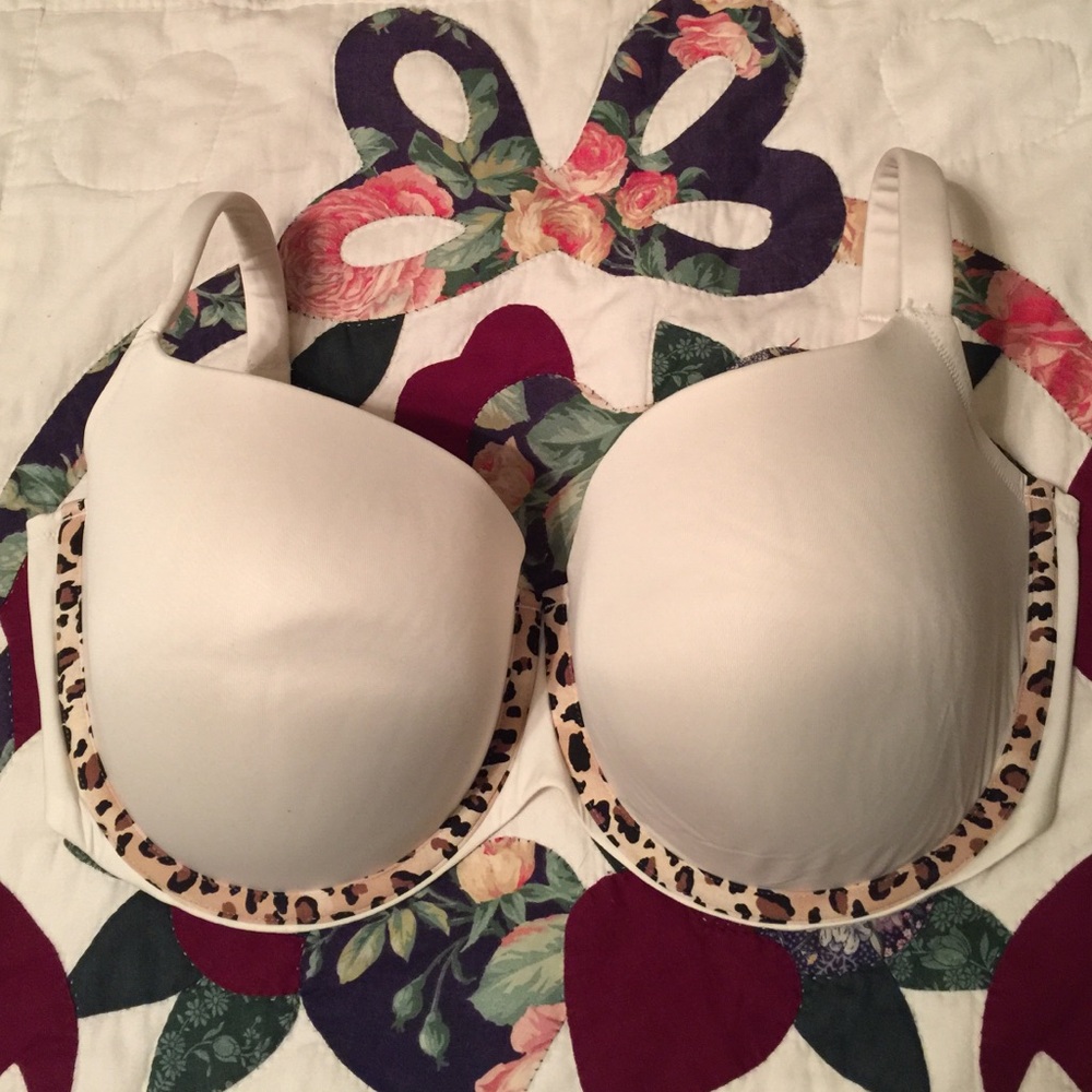 Lane Bryant Cream Bra with Leopard Trim